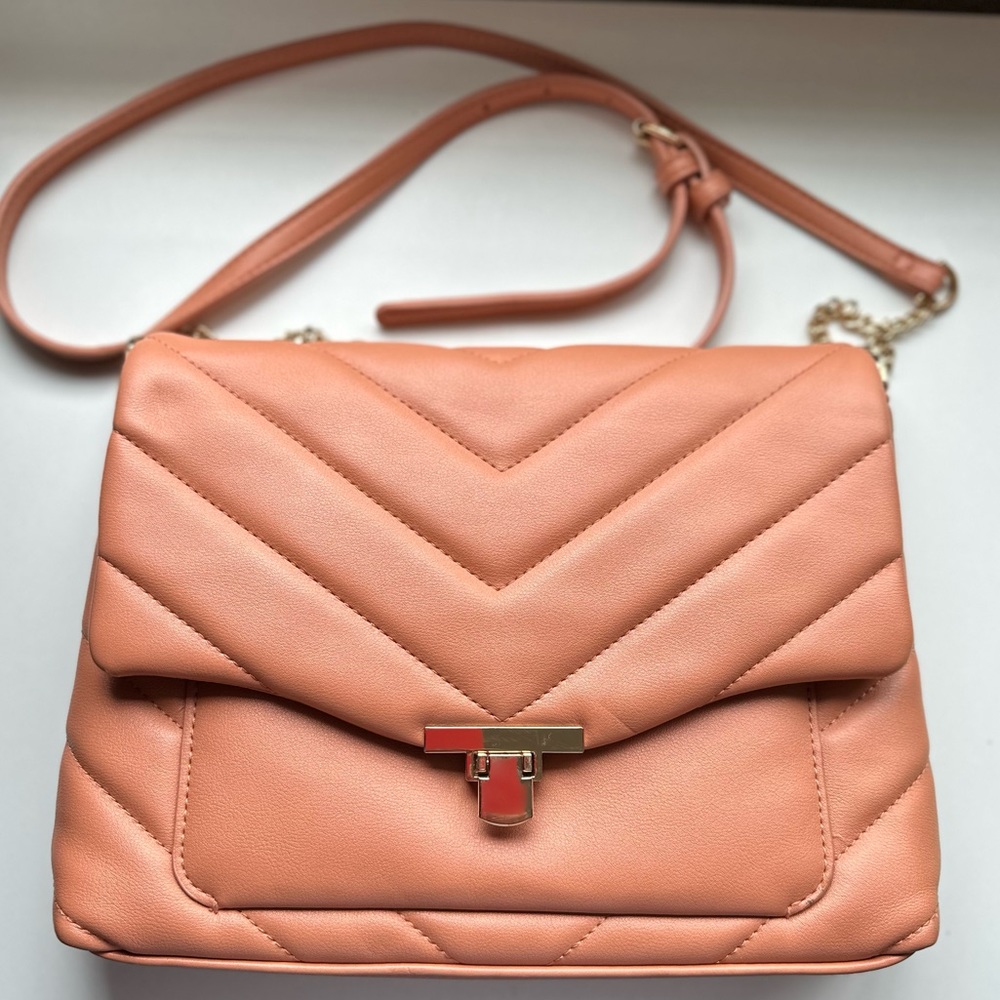 Peach Stitched Handbag